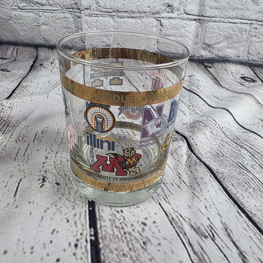 Vintage Big Ten Conference Rocks Glass Set